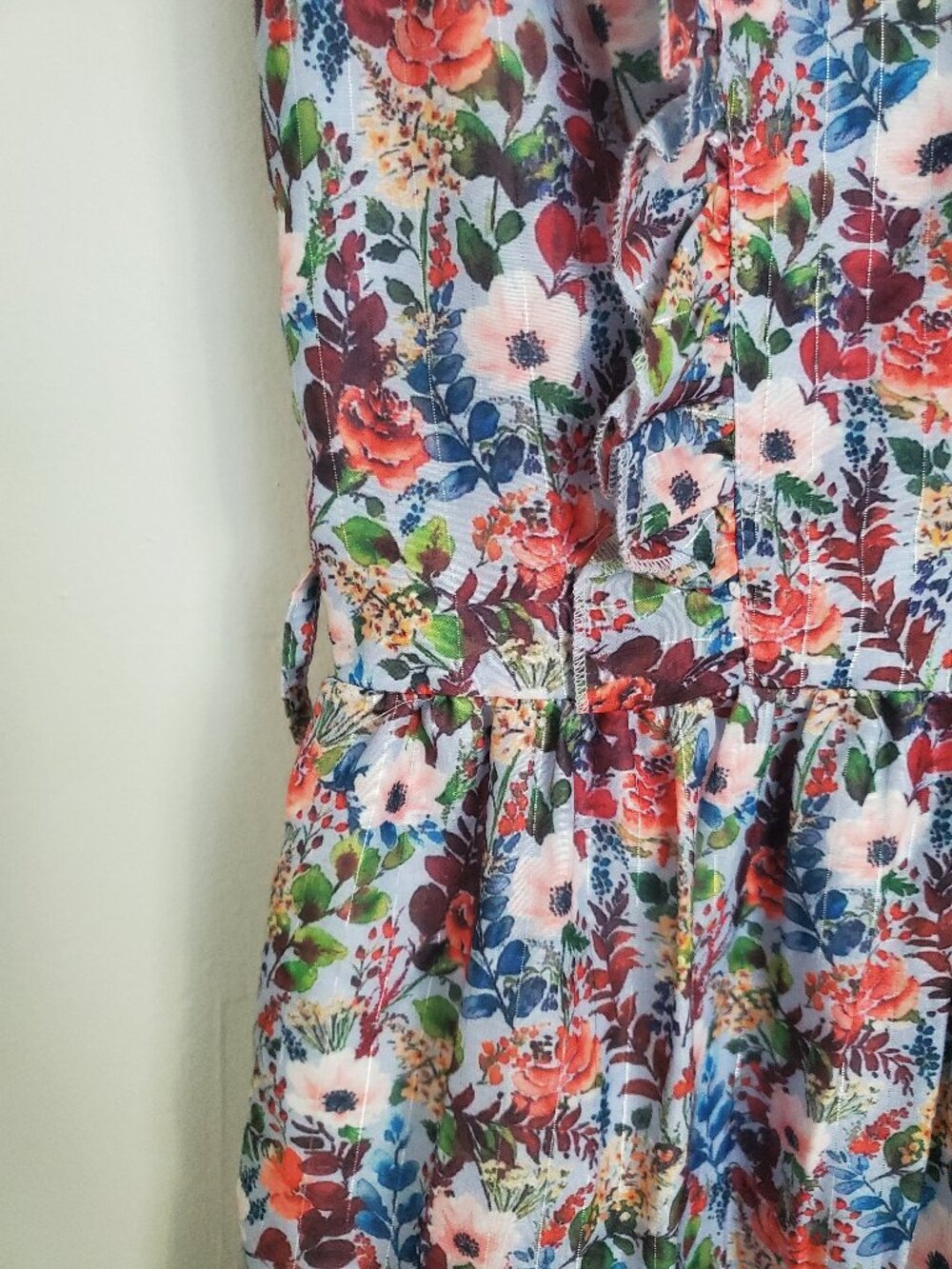 JessaKae Dress Floral Full Bloom Tiered Belted Mini Garden Tea Party SIZE SMALL - Picture 7 of 15